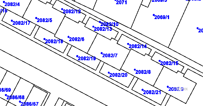 Parcela st. 2082/7 v KÚ Jemnice, Katastrální mapa