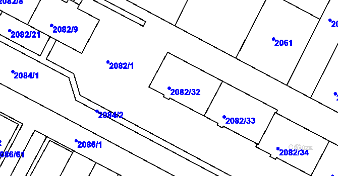 Parcela st. 2082/32 v KÚ Jemnice, Katastrální mapa
