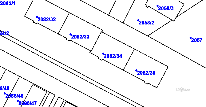Parcela st. 2082/34 v KÚ Jemnice, Katastrální mapa