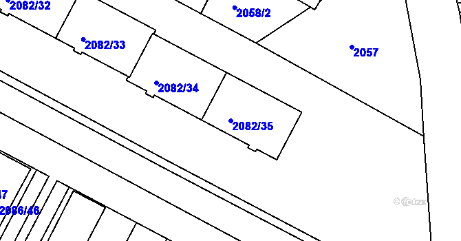 Parcela st. 2082/35 v KÚ Jemnice, Katastrální mapa