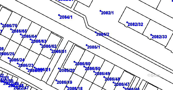 Parcela st. 2086/1 v KÚ Jemnice, Katastrální mapa