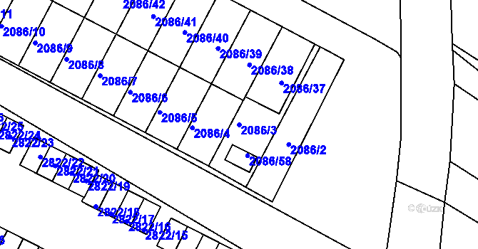 Parcela st. 2086/3 v KÚ Jemnice, Katastrální mapa