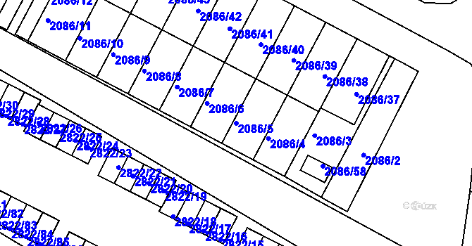 Parcela st. 2086/5 v KÚ Jemnice, Katastrální mapa