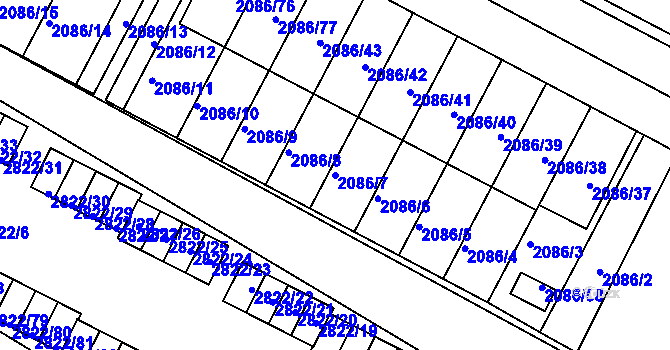 Parcela st. 2086/7 v KÚ Jemnice, Katastrální mapa