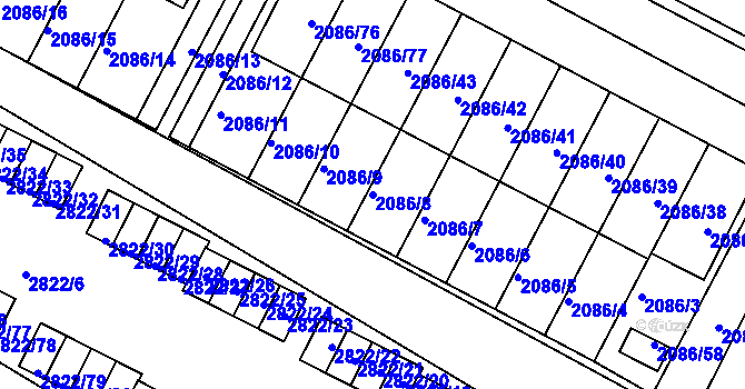 Parcela st. 2086/8 v KÚ Jemnice, Katastrální mapa