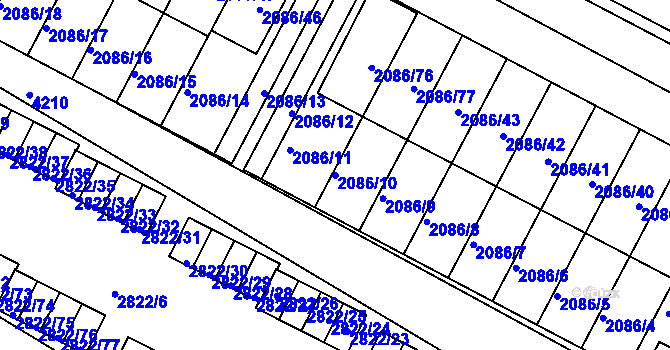 Parcela st. 2086/10 v KÚ Jemnice, Katastrální mapa