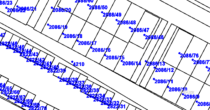 Parcela st. 2086/15 v KÚ Jemnice, Katastrální mapa