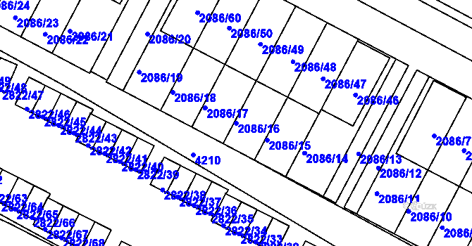 Parcela st. 2086/16 v KÚ Jemnice, Katastrální mapa