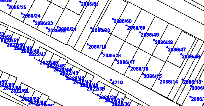 Parcela st. 2086/18 v KÚ Jemnice, Katastrální mapa