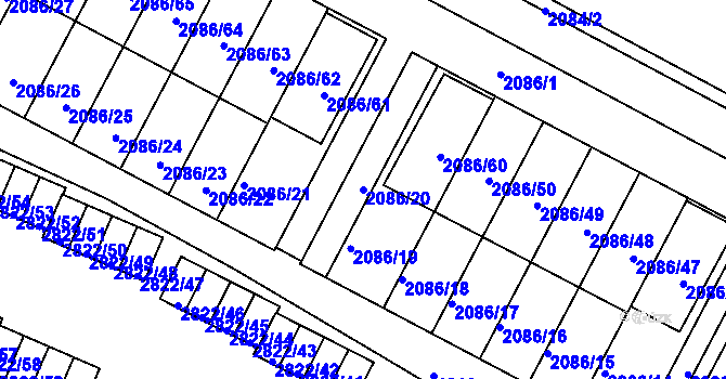 Parcela st. 2086/20 v KÚ Jemnice, Katastrální mapa