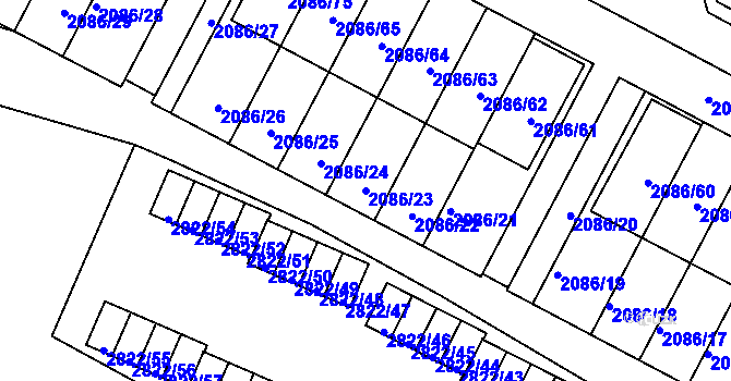 Parcela st. 2086/23 v KÚ Jemnice, Katastrální mapa