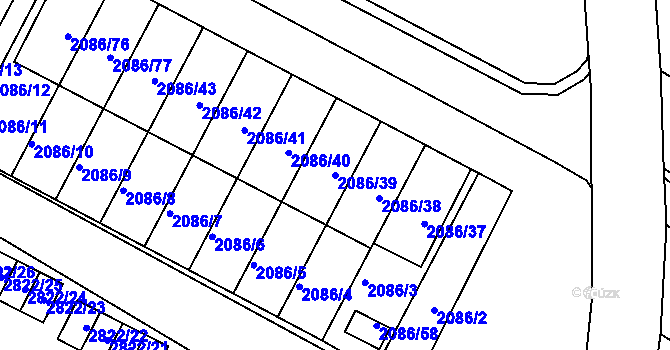 Parcela st. 2086/39 v KÚ Jemnice, Katastrální mapa