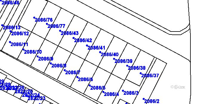 Parcela st. 2086/40 v KÚ Jemnice, Katastrální mapa
