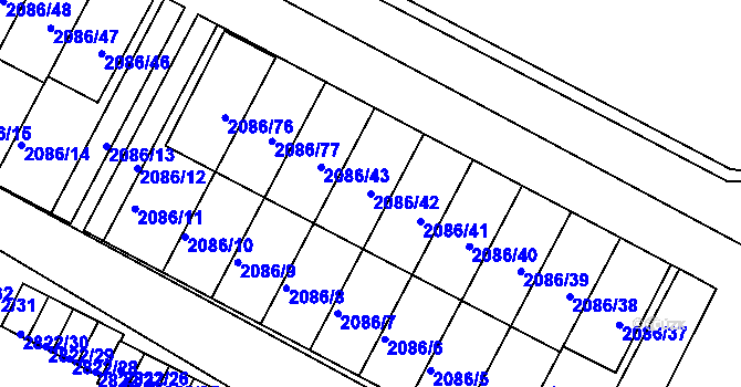 Parcela st. 2086/42 v KÚ Jemnice, Katastrální mapa