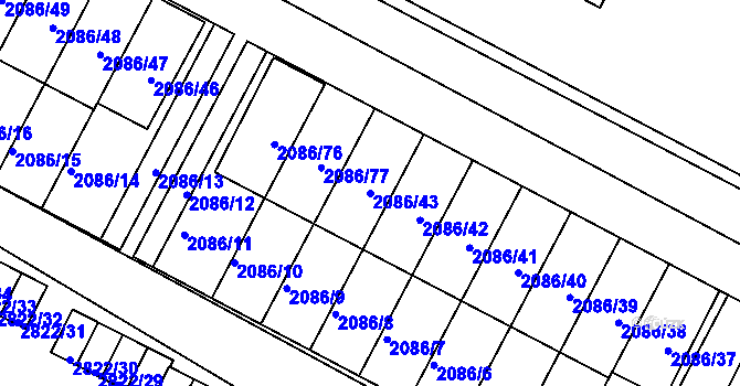 Parcela st. 2086/43 v KÚ Jemnice, Katastrální mapa