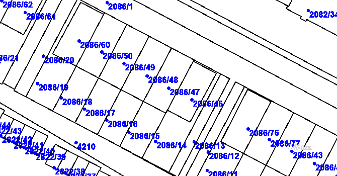 Parcela st. 2086/47 v KÚ Jemnice, Katastrální mapa