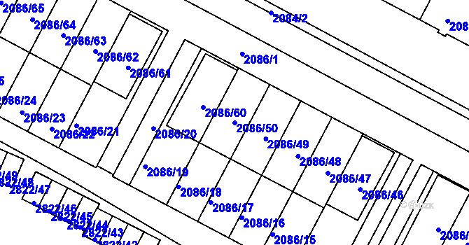 Parcela st. 2086/50 v KÚ Jemnice, Katastrální mapa