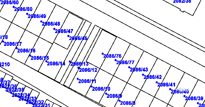 Parcela st. 2086/76 v KÚ Jemnice, Katastrální mapa