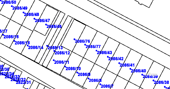Parcela st. 2086/77 v KÚ Jemnice, Katastrální mapa