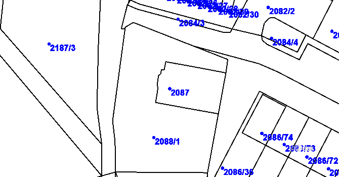 Parcela st. 2087 v KÚ Jemnice, Katastrální mapa