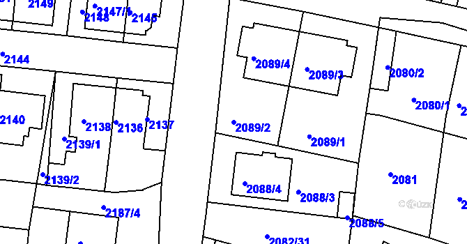 Parcela st. 2089/2 v KÚ Jemnice, Katastrální mapa