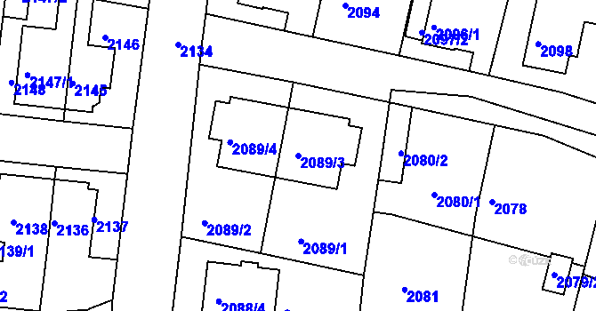 Parcela st. 2089/3 v KÚ Jemnice, Katastrální mapa