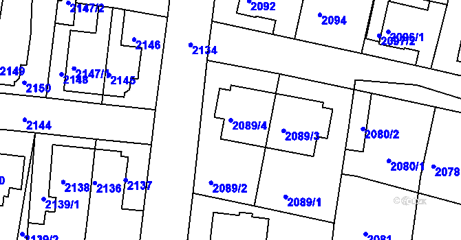 Parcela st. 2089/4 v KÚ Jemnice, Katastrální mapa