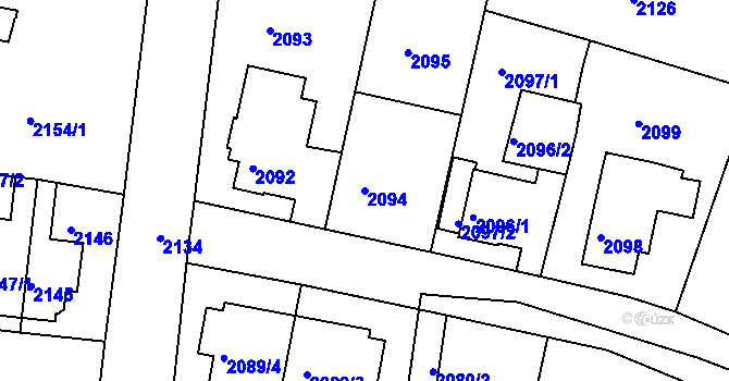Parcela st. 2094 v KÚ Jemnice, Katastrální mapa