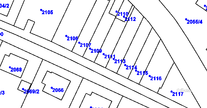 Parcela st. 2111 v KÚ Jemnice, Katastrální mapa