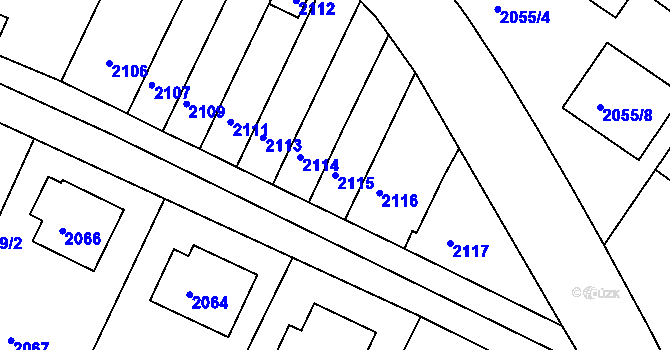 Parcela st. 2115 v KÚ Jemnice, Katastrální mapa