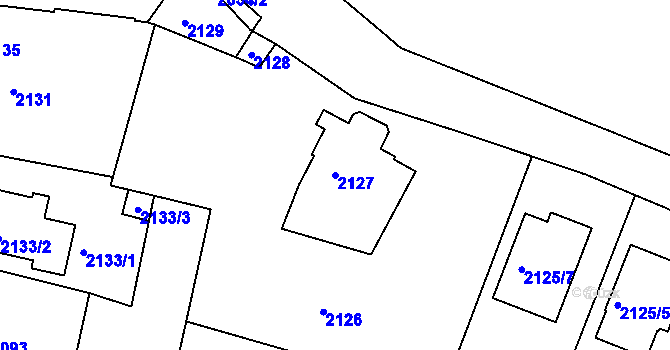 Parcela st. 2127 v KÚ Jemnice, Katastrální mapa