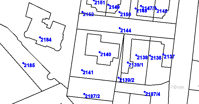 Parcela st. 2140 v KÚ Jemnice, Katastrální mapa