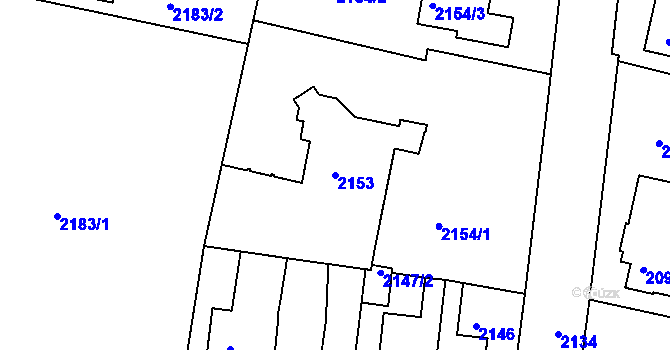 Parcela st. 2153 v KÚ Jemnice, Katastrální mapa