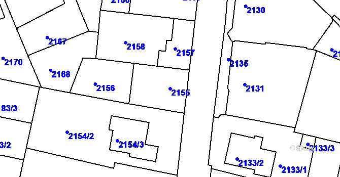 Parcela st. 2155 v KÚ Jemnice, Katastrální mapa