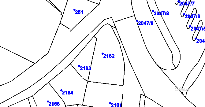 Parcela st. 2162 v KÚ Jemnice, Katastrální mapa