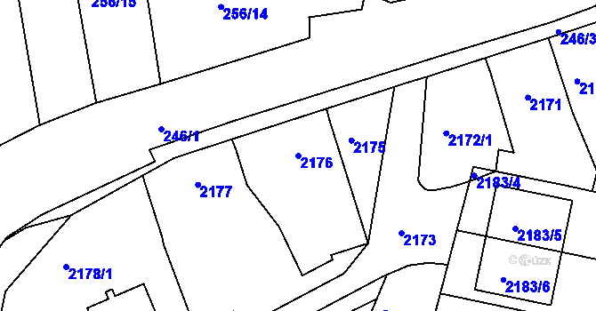 Parcela st. 2176 v KÚ Jemnice, Katastrální mapa