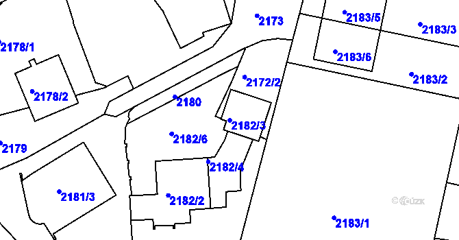 Parcela st. 2182/3 v KÚ Jemnice, Katastrální mapa