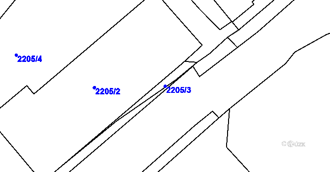 Parcela st. 2205/3 v KÚ Jemnice, Katastrální mapa
