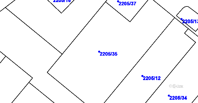 Parcela st. 2205/35 v KÚ Jemnice, Katastrální mapa