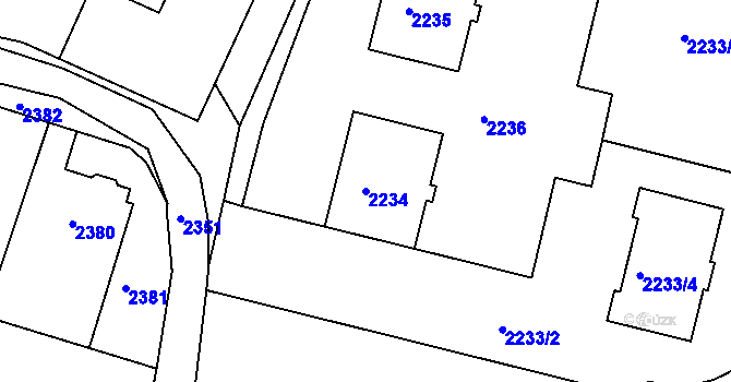 Parcela st. 2234 v KÚ Jemnice, Katastrální mapa