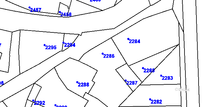 Parcela st. 2286 v KÚ Jemnice, Katastrální mapa