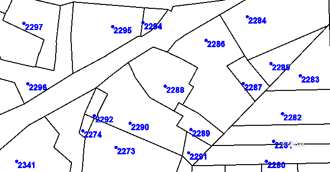 Parcela st. 2288 v KÚ Jemnice, Katastrální mapa