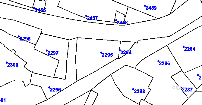Parcela st. 2295 v KÚ Jemnice, Katastrální mapa