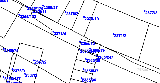 Parcela st. 2355/40 v KÚ Jemnice, Katastrální mapa