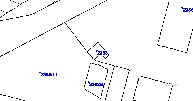 Parcela st. 2363 v KÚ Jemnice, Katastrální mapa