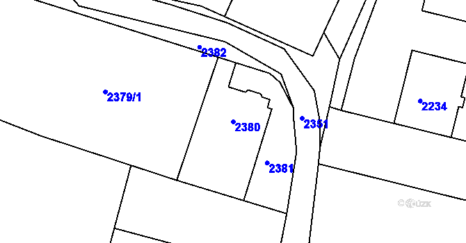 Parcela st. 2380 v KÚ Jemnice, Katastrální mapa