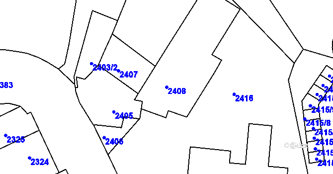 Parcela st. 2408 v KÚ Jemnice, Katastrální mapa