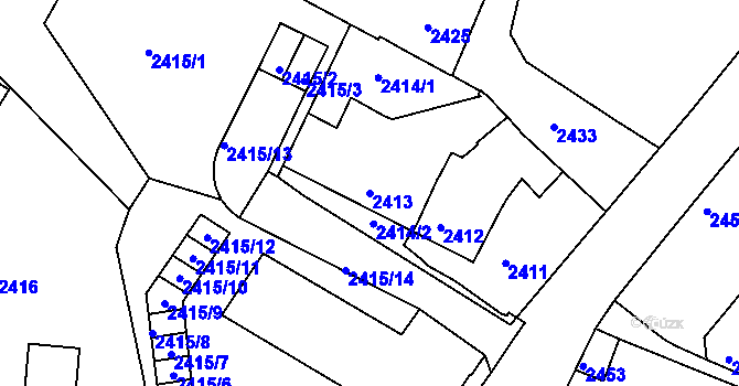 Parcela st. 2413 v KÚ Jemnice, Katastrální mapa