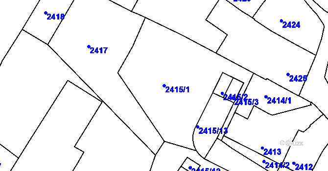 Parcela st. 2415/1 v KÚ Jemnice, Katastrální mapa