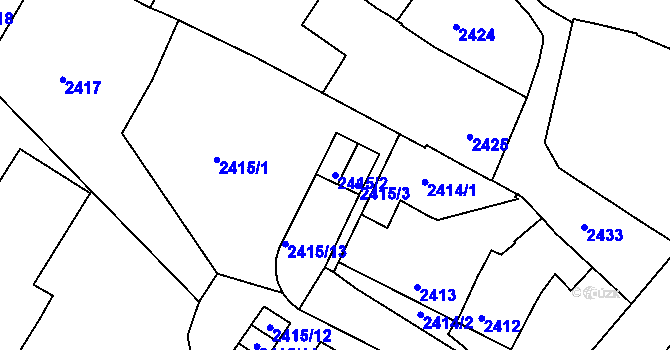Parcela st. 2415/2 v KÚ Jemnice, Katastrální mapa